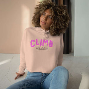 rock climbing t-shirts gifts - Women's Crop Hoodies-Climb for Snacks — Women’s Crop Hooded Sweatshirt - Dynamite Starfish - gift for climber