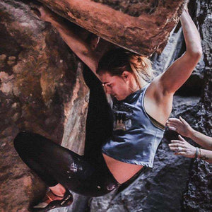 rock climbing t-shirts gifts - Women's Tank Tops-Sunset Boulderers Women’s Crop Tank — Heather Agate - Dynamite Starfish - gift for climber