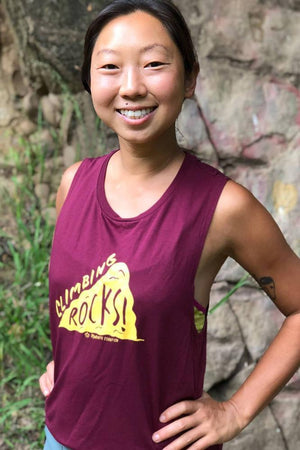 rock climbing t-shirts gifts - Women's Tank Tops-Climbing Rocks! — Maroon Women's Flowy Muscle Rock Climbing Tank Top - Dynamite Starfish - gift for climber