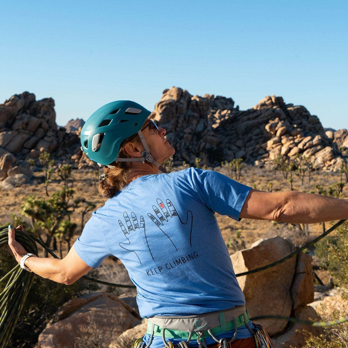 rock climbing t-shirts gifts - Unisex T-Shirts-Keep Climbing Taped Hands — Men's / Unisex Rock Climbing T-Shirt - Dynamite Starfish - gift for climber