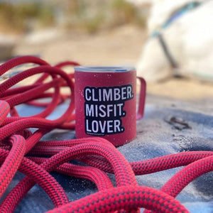 climber misfit lover sticker on a pink mug