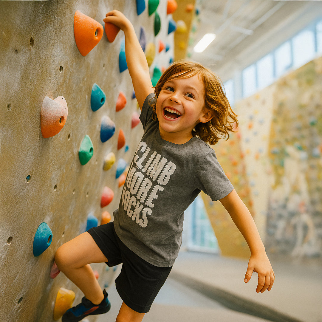 Climb More Rocks — Youth Kids' Rock Climbing T-Shirt