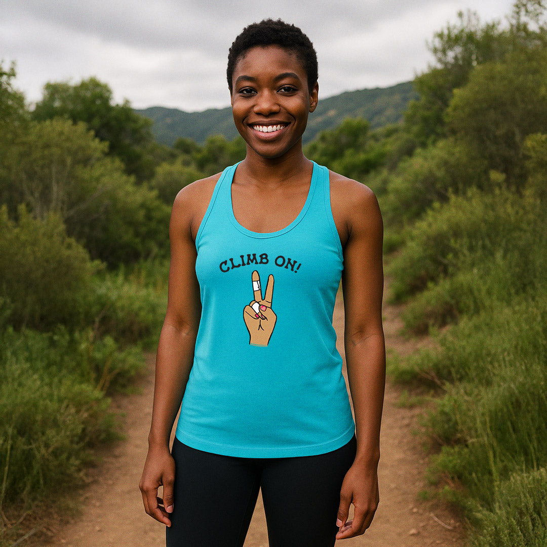 CLIMB ON! ROCK CLIMBING MANICURE — Women's Racerback Tank