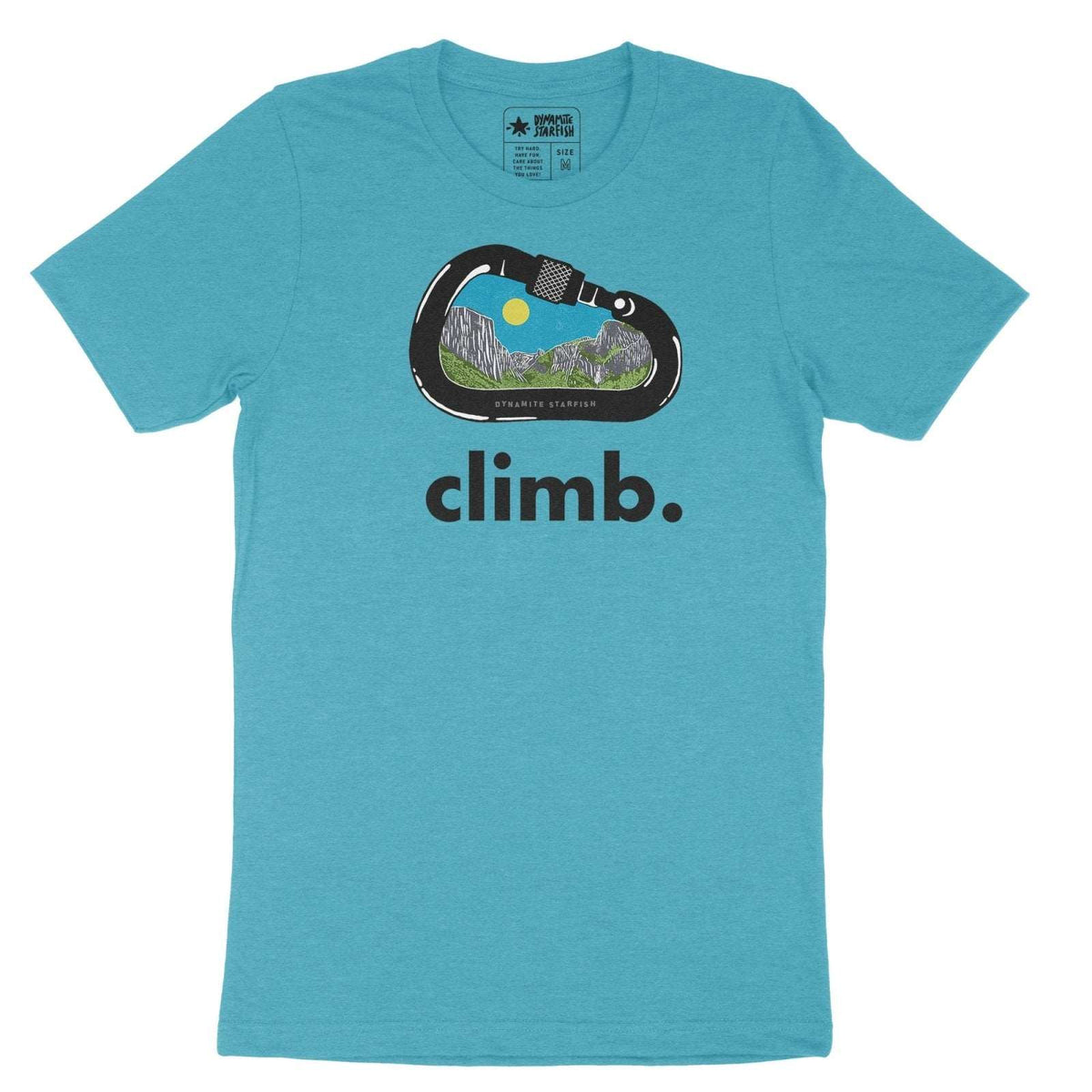 rock climbing t-shirts gifts - Unisex T-Shirts-Climb: Yosemite Carabiner — Unisex Rock Climbing T-Shirt - Dynamite Starfish - gift for climber