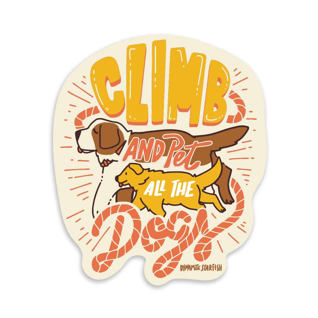Climb and Pet Dogs — Rock Climbing Sticker