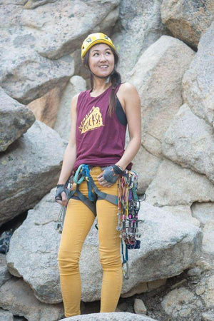 rock climbing t-shirts gifts - Women's Tank Tops-Climbing Rocks! — Maroon Women's Flowy Muscle Rock Climbing Tank Top - Dynamite Starfish - gift for climber