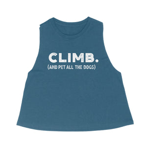 Climb and Pet All the Dogs — Women's Racerback Crop Tank Top