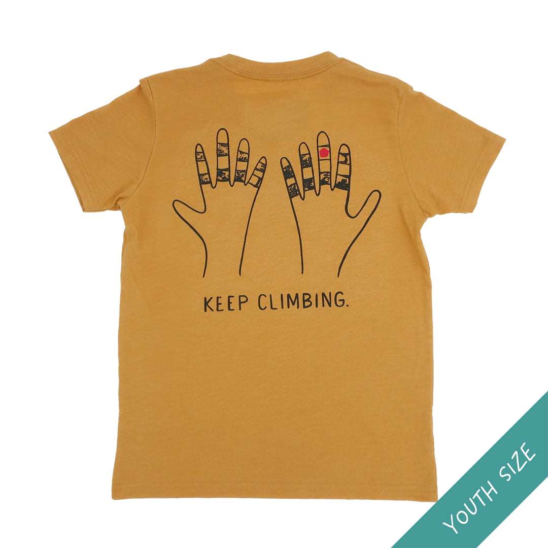 Keep Climbing Taped Hands — Youth Kid's Rock Climbing T-Shirt