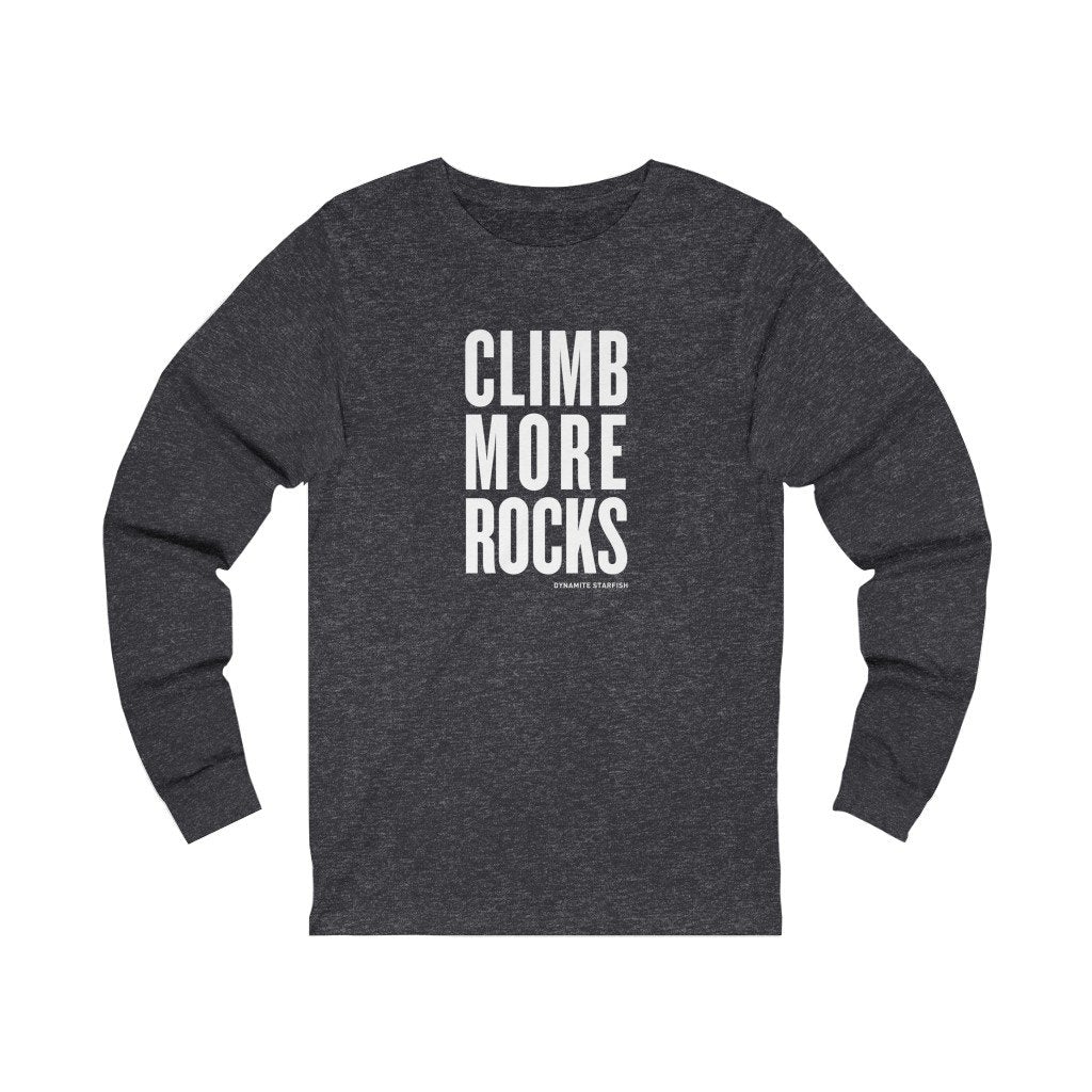 rock climbing t-shirts gifts - Unisex Long-sleeves-Climb More Rocks — Unisex Jersey Long Sleeve Tee - Dynamite Starfish - gift for climber