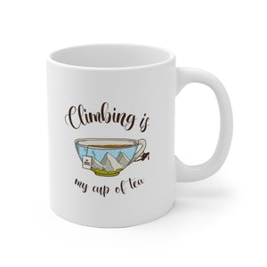rock climbing t-shirts gifts - Mugs-Climbing is My Cup of Tea — Ceramic Mug - Dynamite Starfish - gift for climber