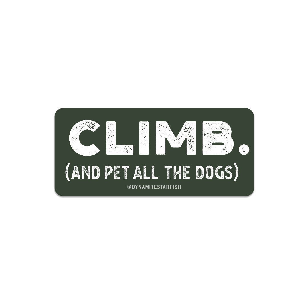 rock climbing t-shirts gifts - Sticker-Climb and Pet Dogs — Wholesale Sticker - Dynamite Starfish - gift for climber