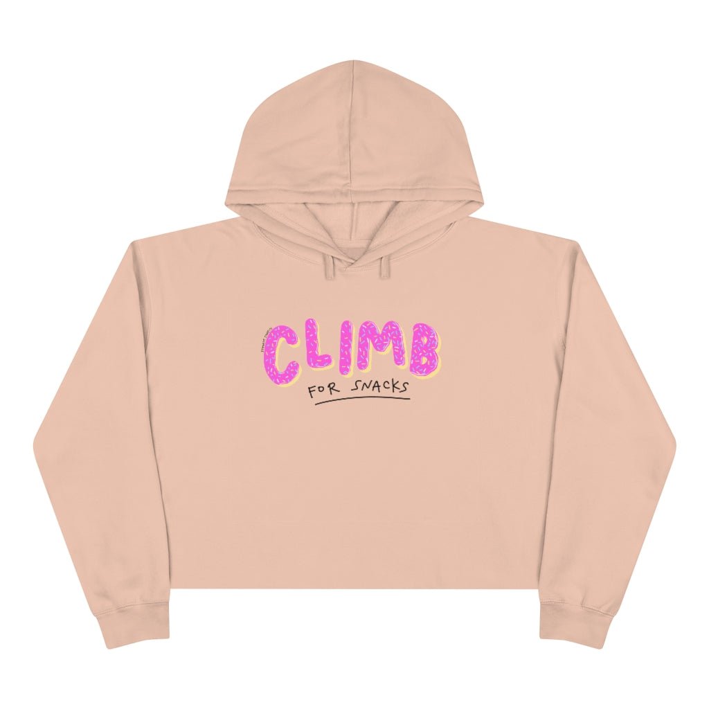 rock climbing t-shirts gifts - Women's Crop Hoodies-Climb for Snacks — Women’s Crop Hooded Sweatshirt - Dynamite Starfish - gift for climber