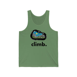 rock climbing t-shirts gifts - Unisex Tank Tops-CLIMB: Yosemite Carabiner — UNISEX ROCK CLIMBING TANK TOP - Dynamite Starfish - gift for climber
