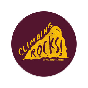 rock climbing t-shirts gifts - Stickers-Climbing Rocks! — 2.5" Rock Climbing Sticker - Dynamite Starfish - gift for climber
