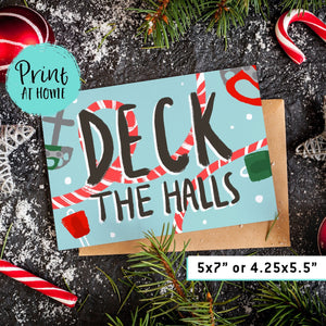rock climbing t-shirts gifts - Printable Greeting Cards-Deck the Halls - Printable Rock Climbing holiday greeting card - Dynamite Starfish - gift for climber