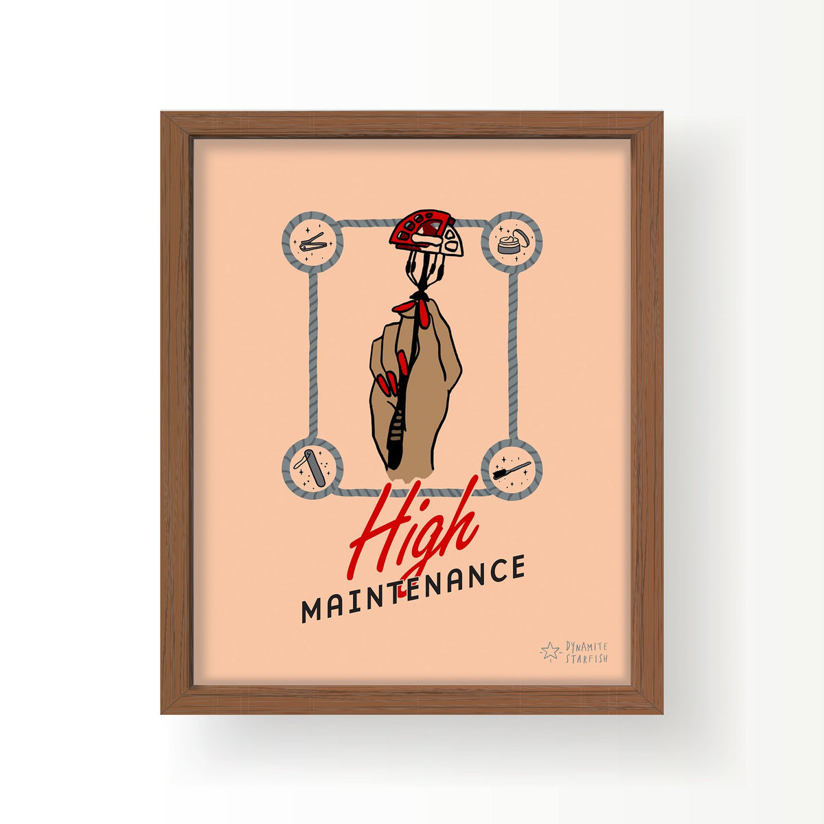 rock climbing t-shirts gifts - Art prints-High Maintenance — 8x10" Art Print - Dynamite Starfish - gift for climber