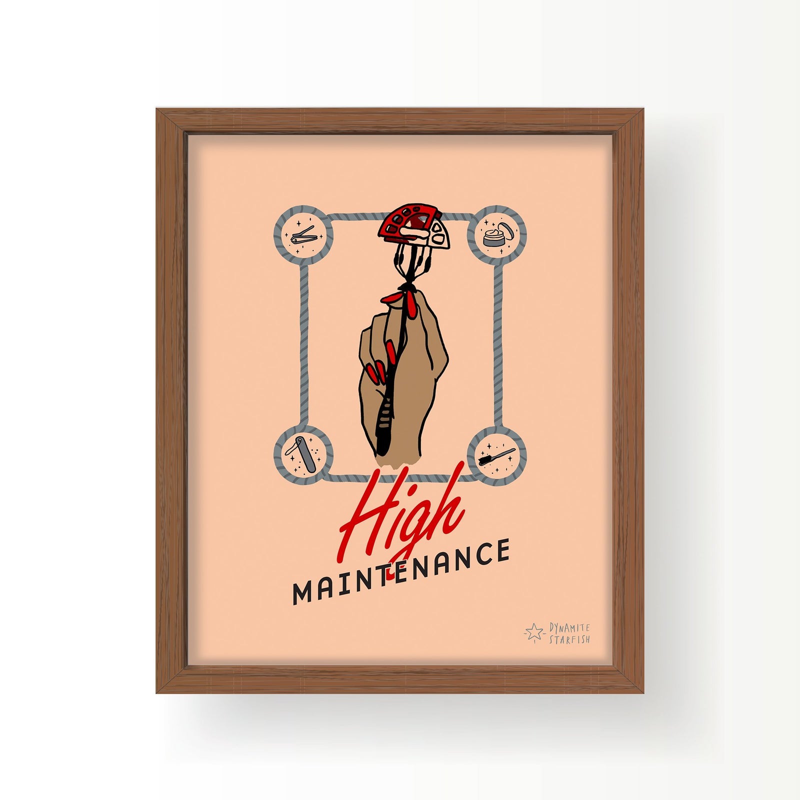 rock climbing t-shirts gifts - Art prints-High Maintenance — 8x10" Art Print - Dynamite Starfish - gift for climber