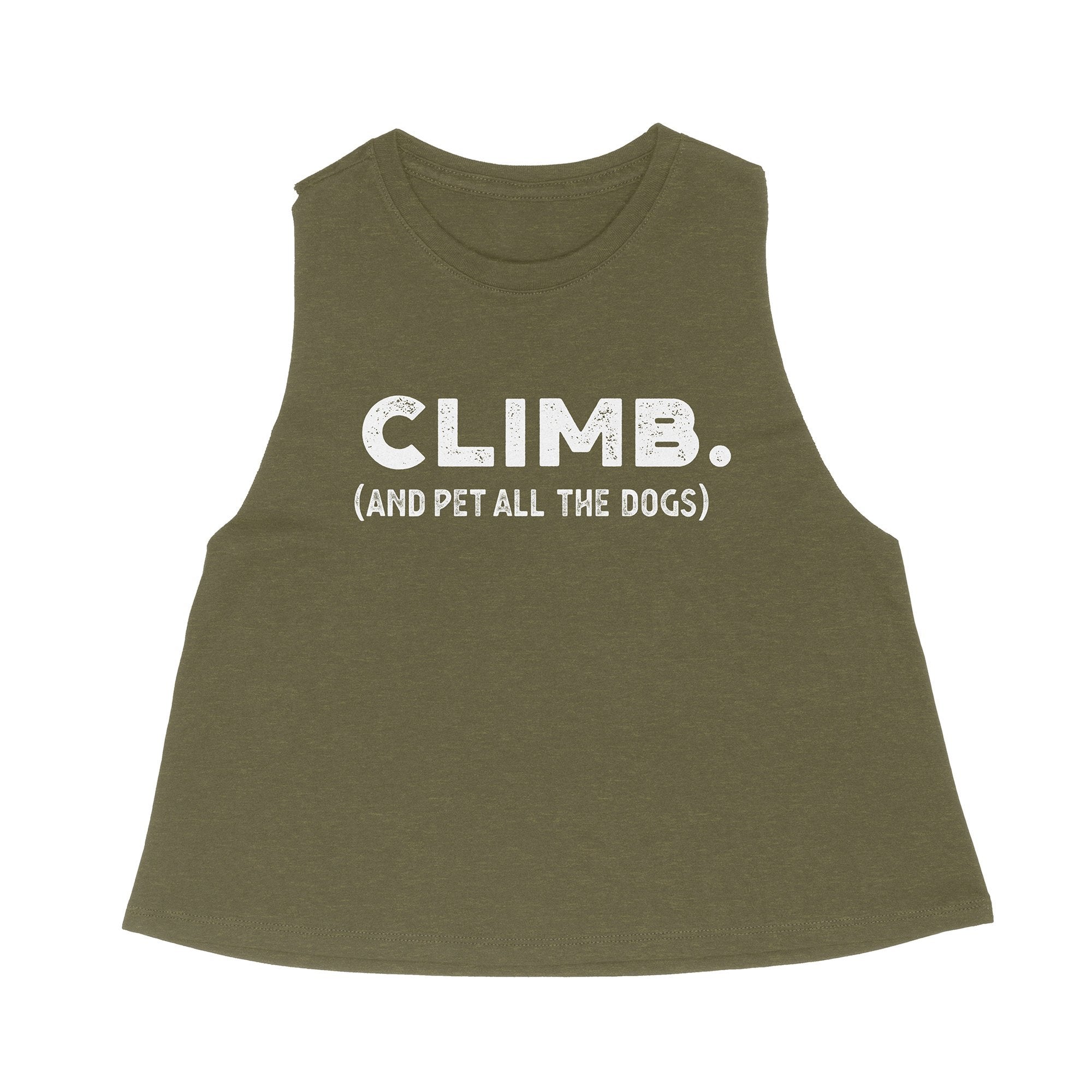 rock climbing t-shirts gifts - Women's Crop Tanks-Climb and Pet All the Dogs — Women's Racerback Crop Tank Top - Dynamite Starfish - gift for climber