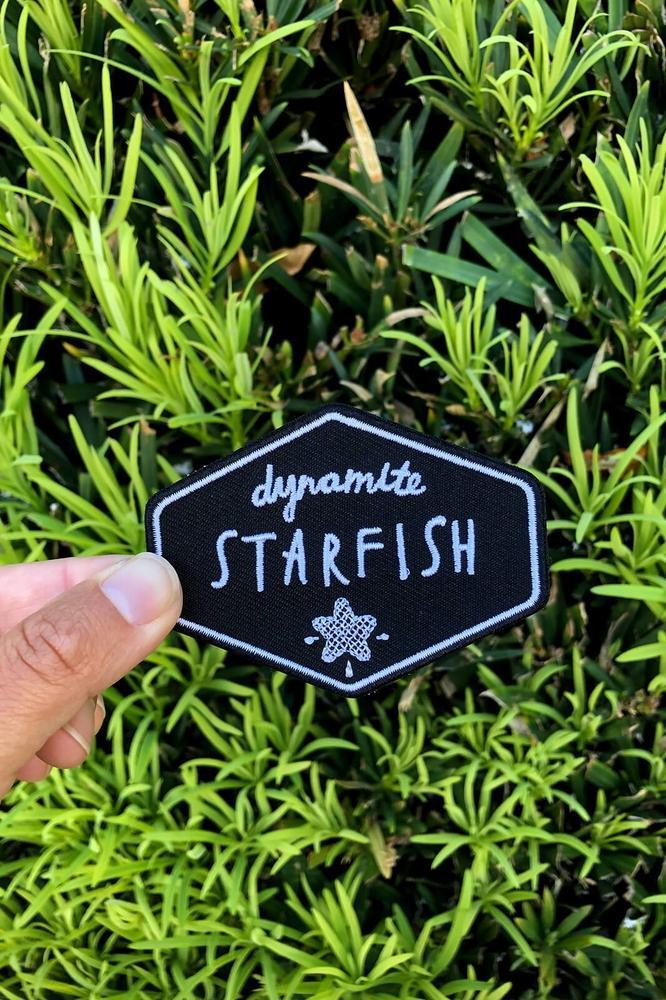 rock climbing t-shirts gifts - Patches-Dynamite Starfish — 3" Iron On Rock Climbing Patch - Dynamite Starfish - gift for climber