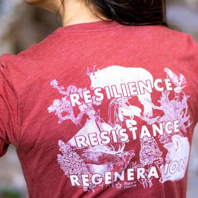 Resilience Unisex Tee — Triblend Redwood-Dynamite Starfish