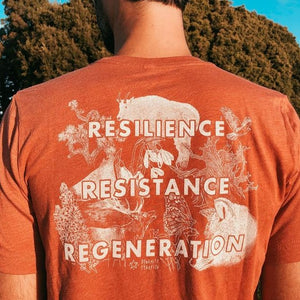 Resilience Unisex Tee — Triblend Redwood-Dynamite Starfish