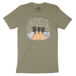 rock climbing t-shirts gifts - Unisex T-Shirts-Sunset Boulderers — Unisex Rock Climbing T-Shirt - Dynamite Starfish - gift for climber