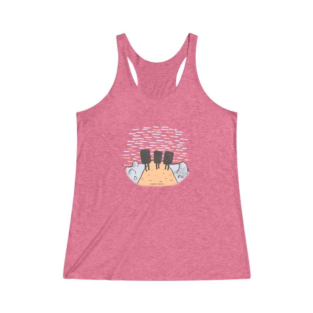 rock climbing t-shirts gifts - Women's Tank Tops-Sunset Boulderers — Women's Tri-Blend Racerback Tank - Dynamite Starfish - gift for climber