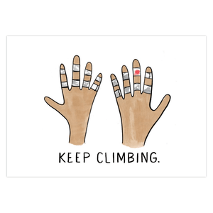 rock climbing t-shirts gifts - Greeting Cards-Taped Hands Keep Climbing - Rock Climbing greeting card - Dynamite Starfish - gift for climber