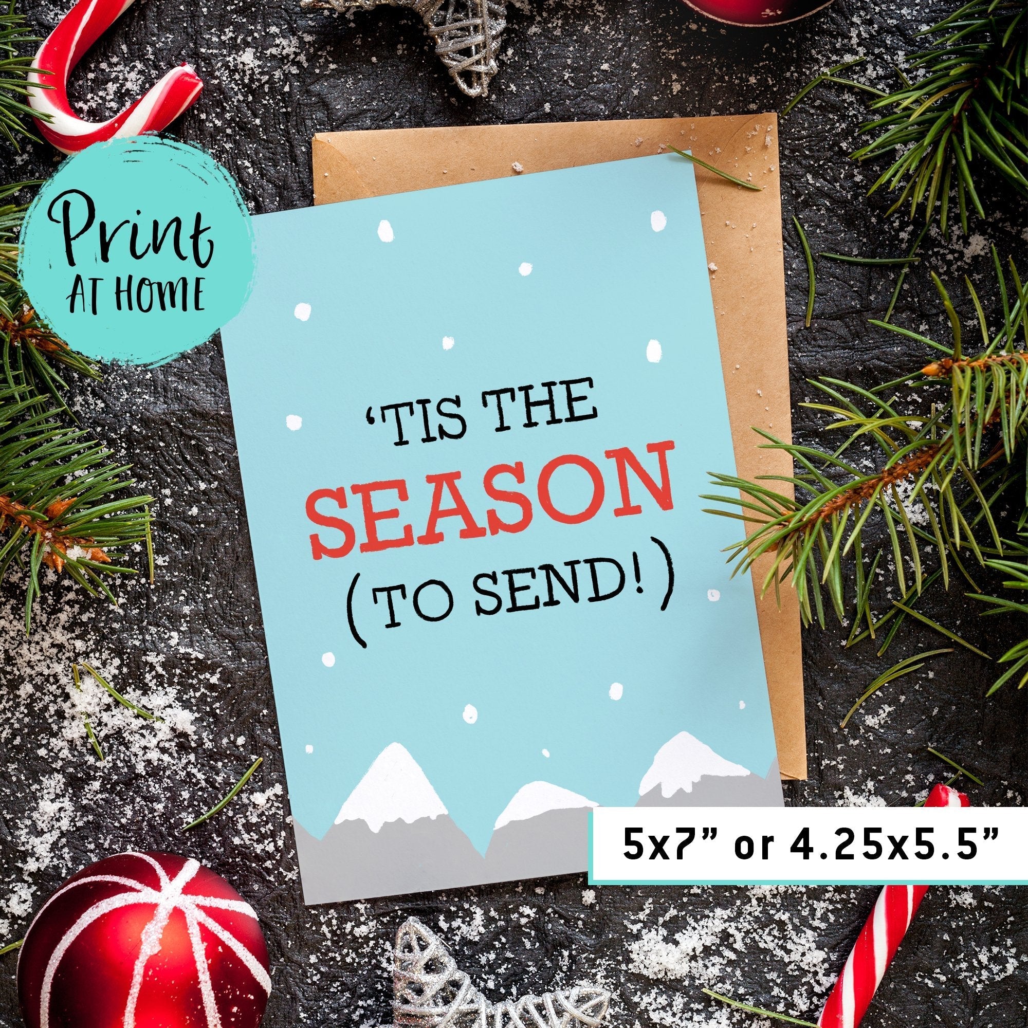 rock climbing t-shirts gifts - Printable Greeting Cards-'Tis the Season - Printable Rock Climbing holiday greeting card - Dynamite Starfish - gift for climber